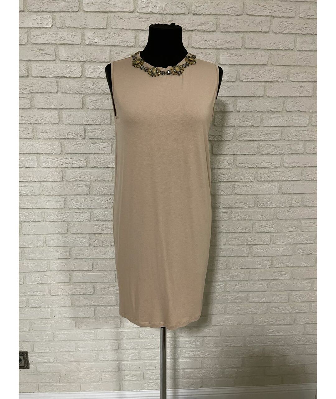 TWIN-SET Бежевое вискозное повседневное платье, фото 9
