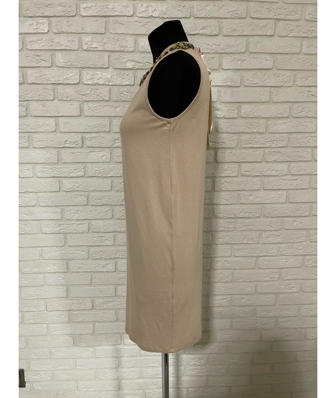 TWIN-SET Бежевое вискозное повседневное платье, фото 4
