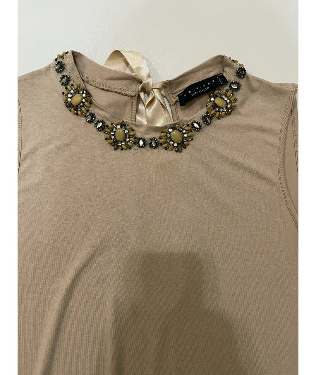 TWIN-SET Бежевое вискозное повседневное платье, фото 2