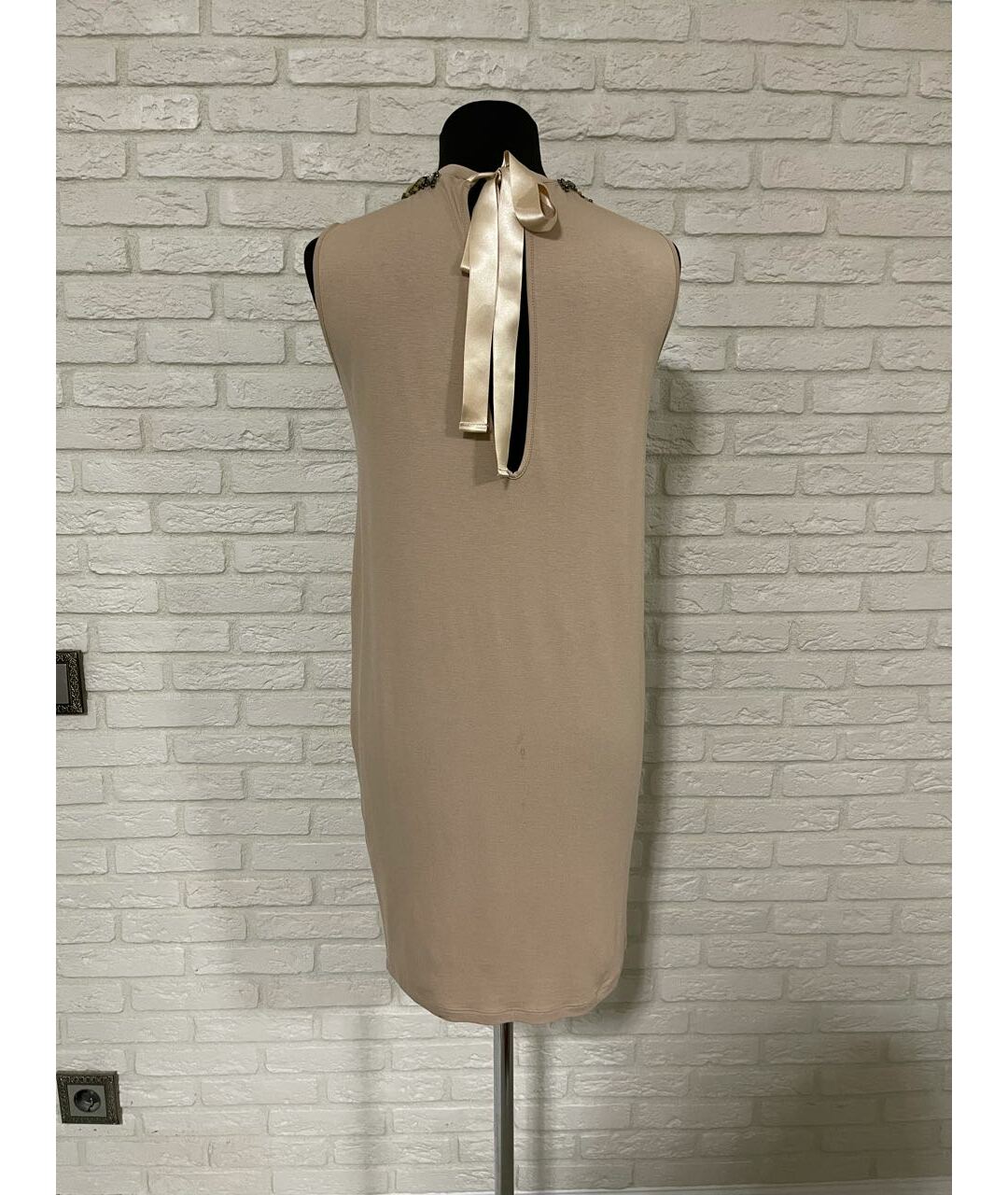 TWIN-SET Бежевое вискозное повседневное платье, фото 3