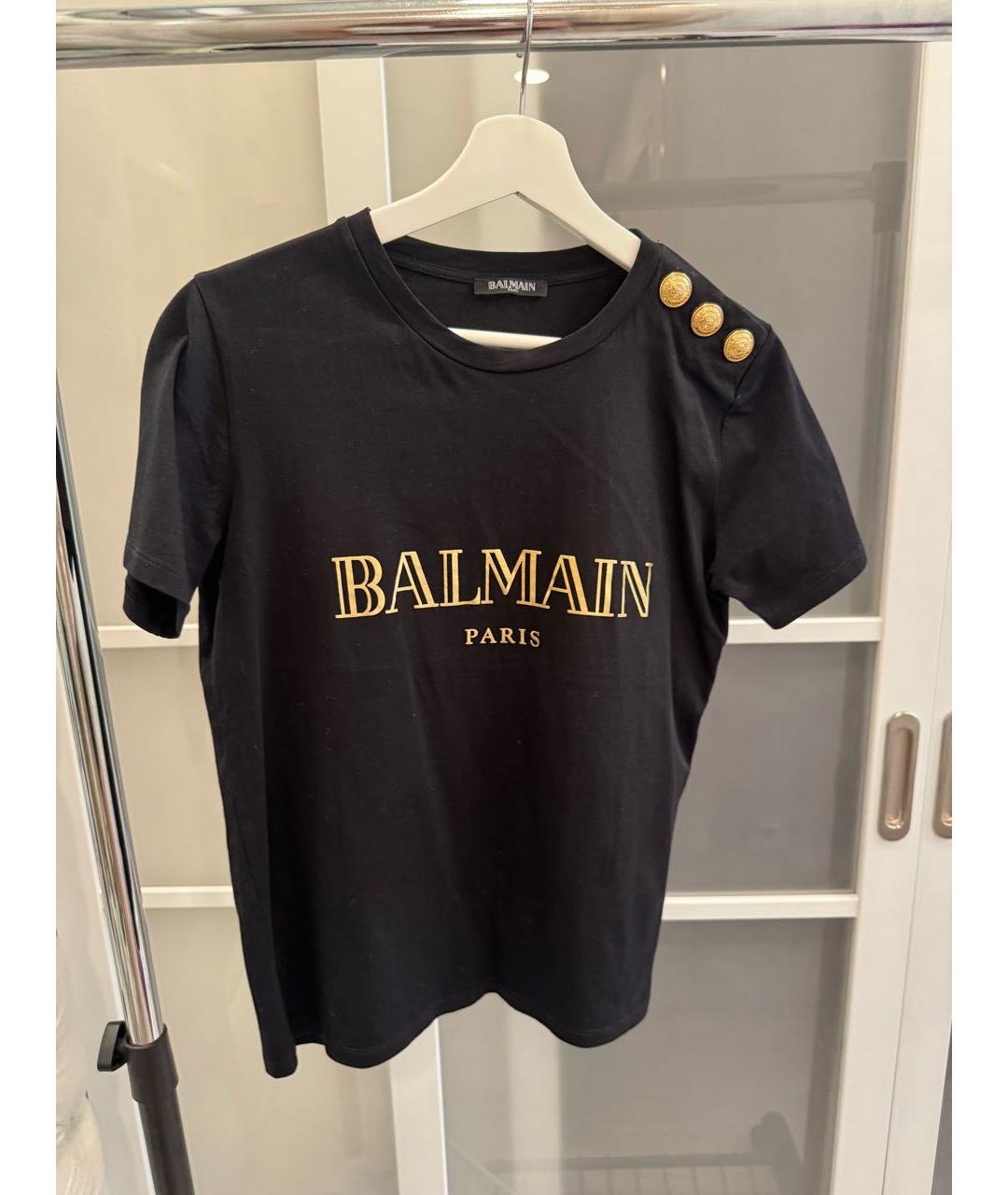 BALMAIN Черная хлопковая футболка, фото 5