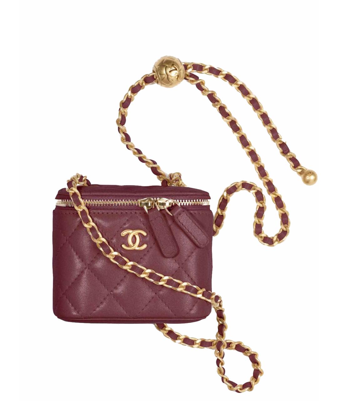 CHANEL Бордовая кожаная сумка через плечо, фото 1