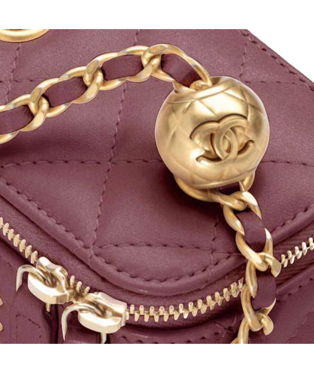 CHANEL Бордовая кожаная сумка через плечо, фото 3