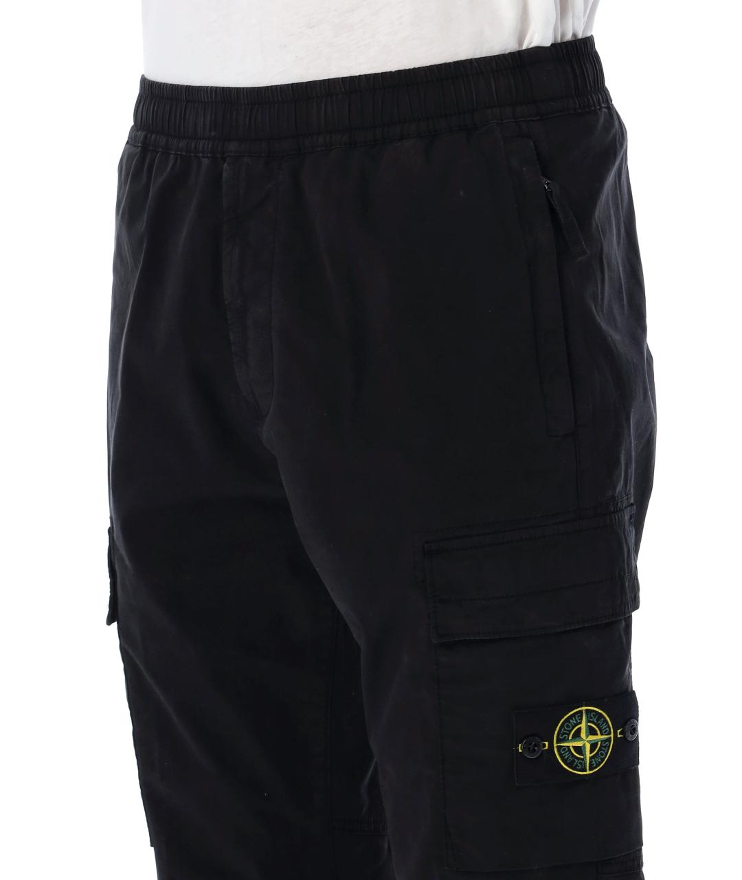 STONE ISLAND Черные хлопковые повседневные брюки, фото 3