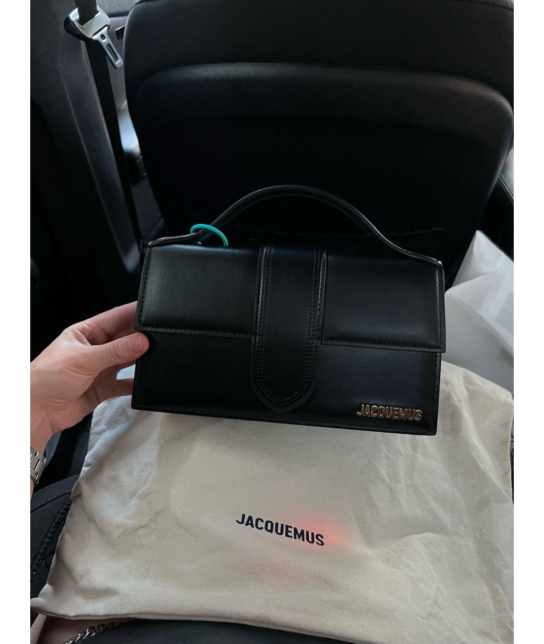 JACQUEMUS Черная кожаная сумка с короткими ручками, фото 3