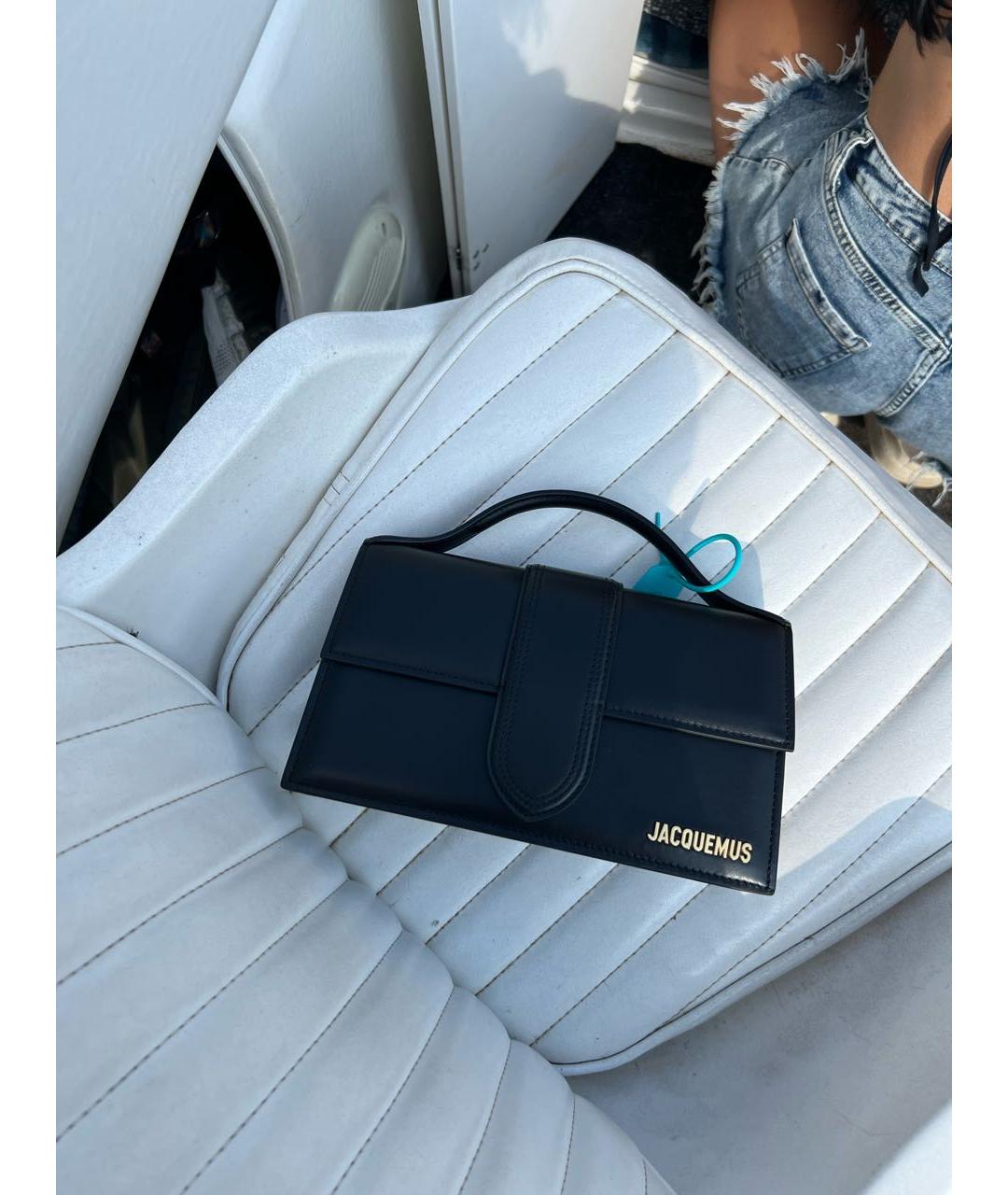 JACQUEMUS Черная кожаная сумка с короткими ручками, фото 2