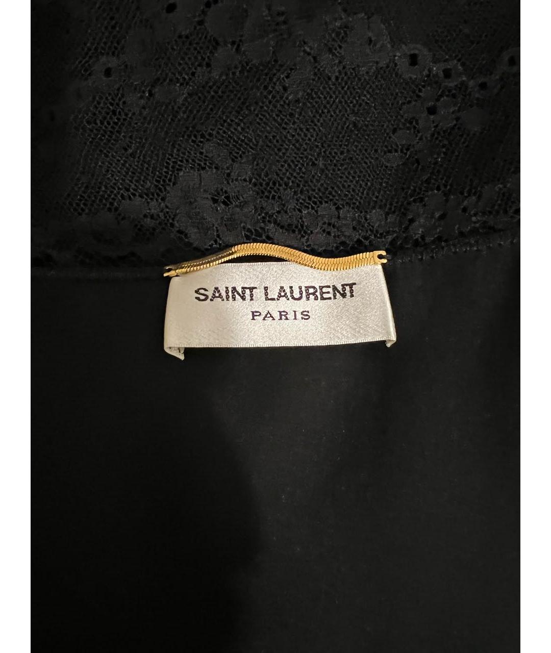 SAINT LAURENT Черная шелковая майка, фото 3