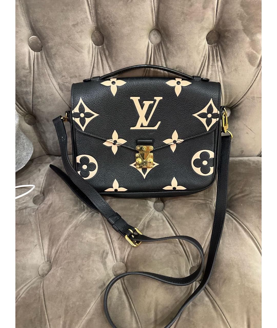 LOUIS VUITTON Черная кожаная сумка через плечо, фото 7