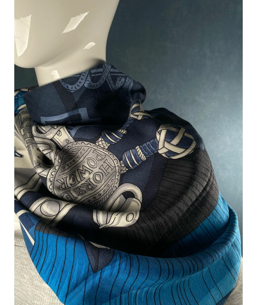 HERMES PRE-OWNED Бирюзовый кашемировый шарф, фото 7