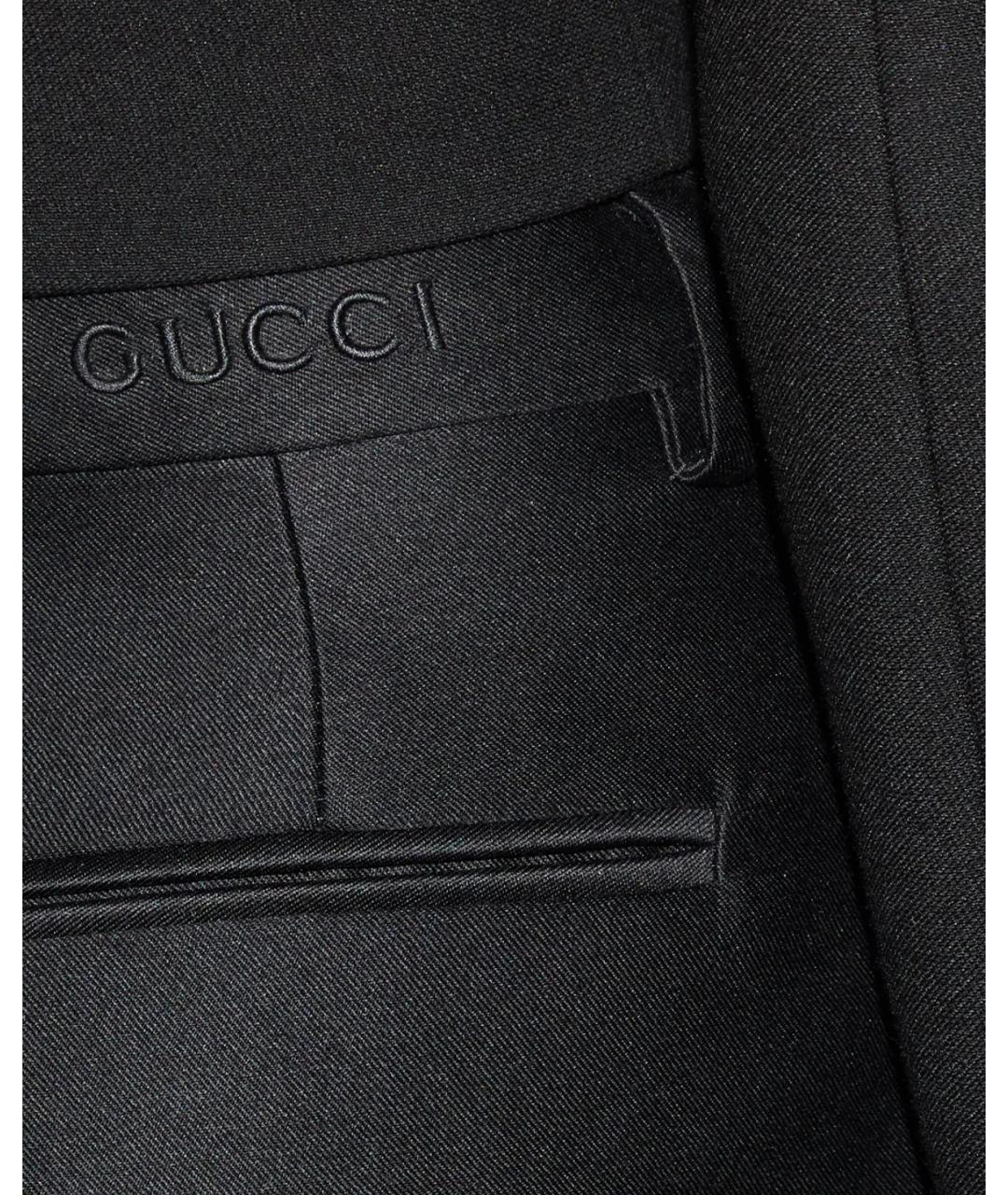 GUCCI Черные шерстяные прямые брюки, фото 4