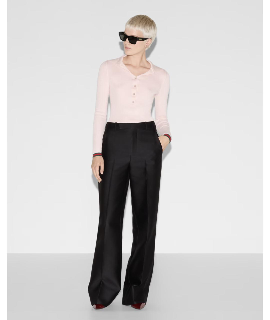 GUCCI Черные шерстяные прямые брюки, фото 2