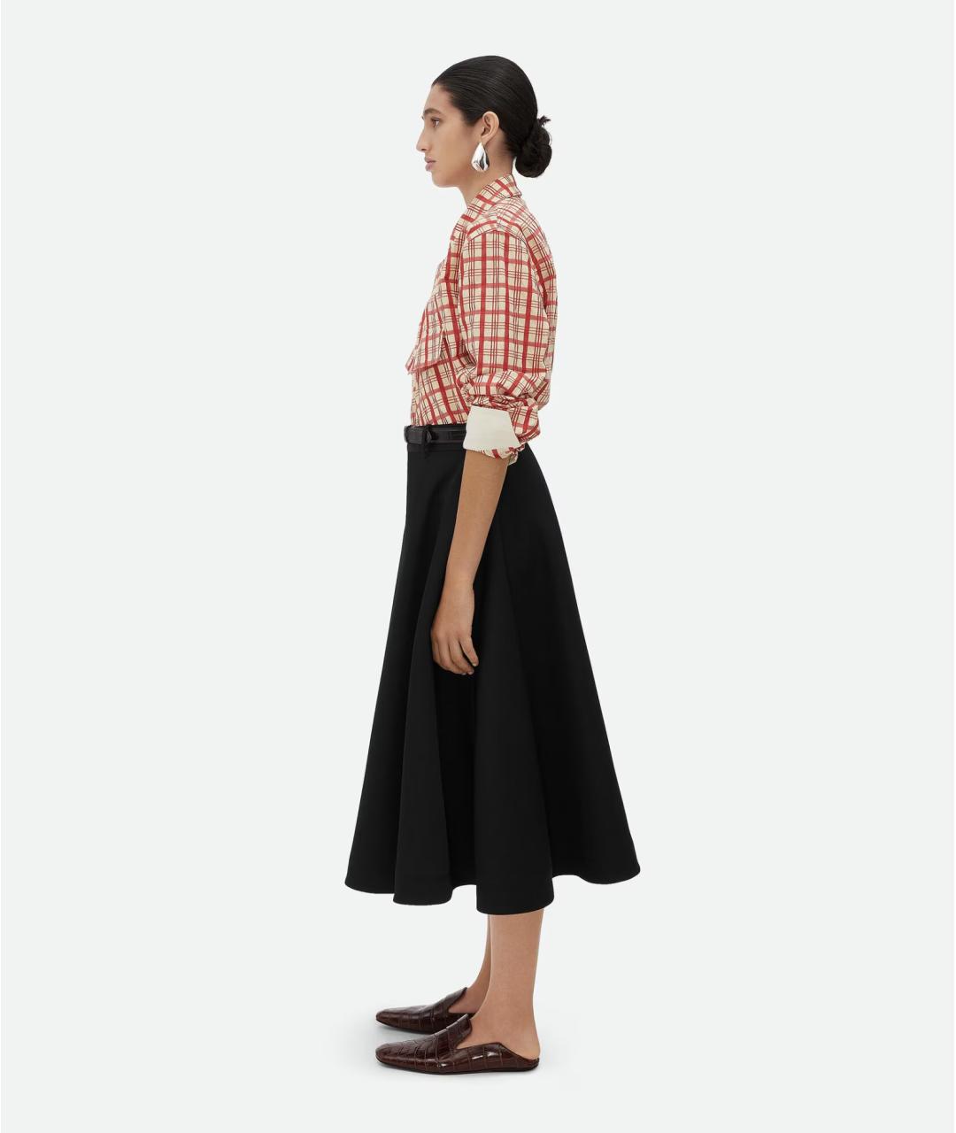 BOTTEGA VENETA Черная шерстяная юбка миди, фото 3