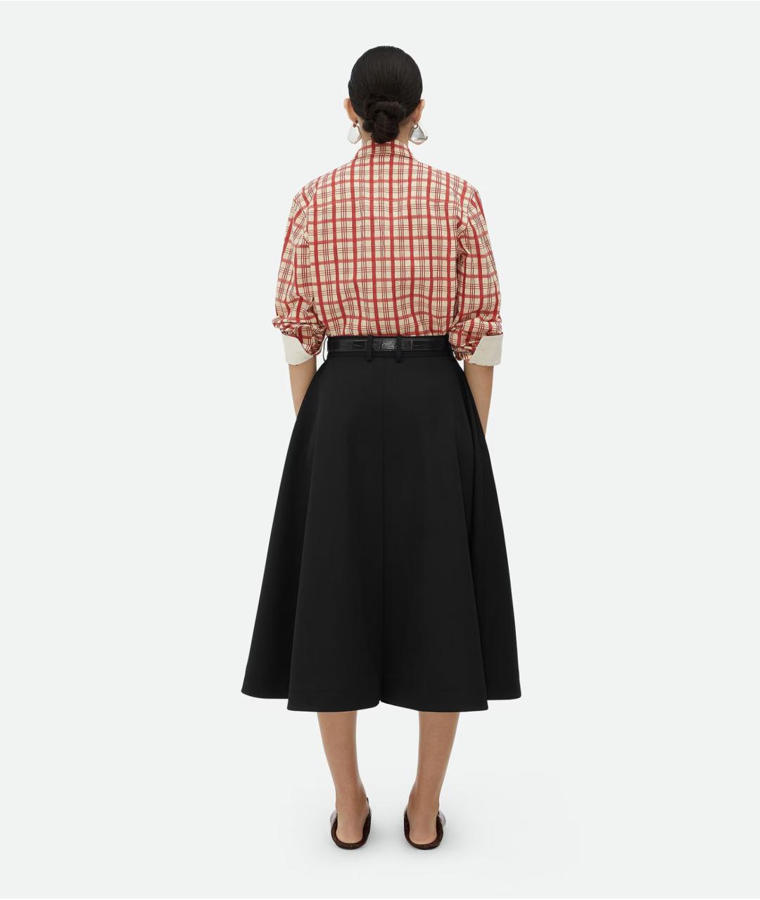 BOTTEGA VENETA Черная шерстяная юбка миди, фото 4