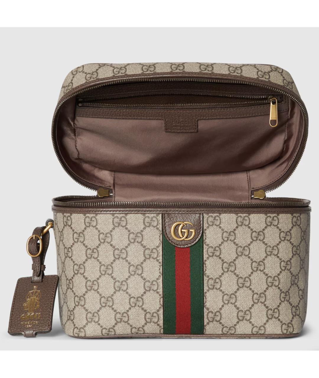 GUCCI Бежевая тканевая сумка с короткими ручками, фото 5