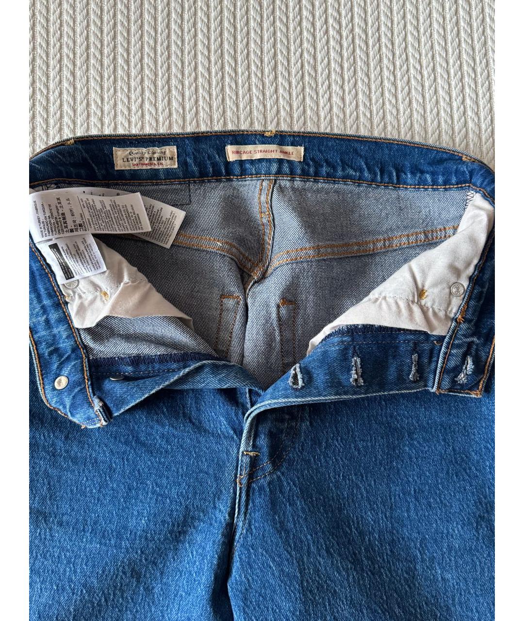 LEVI'S Синие хлопковые прямые джинсы, фото 3