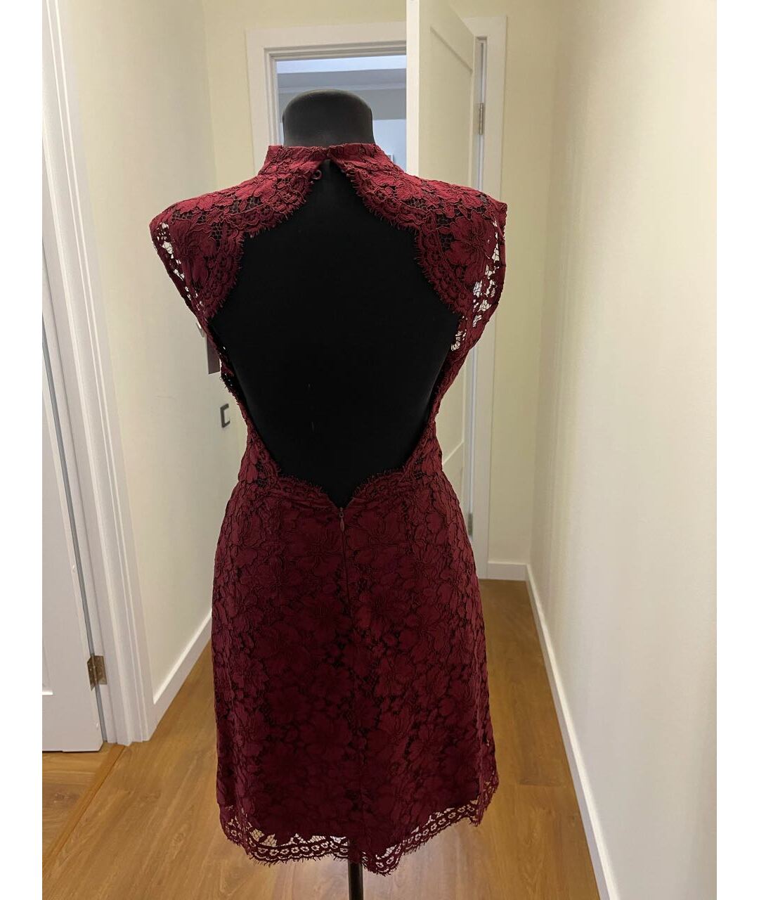 SANDRO Бордовое кружевное вечернее платье, фото 4