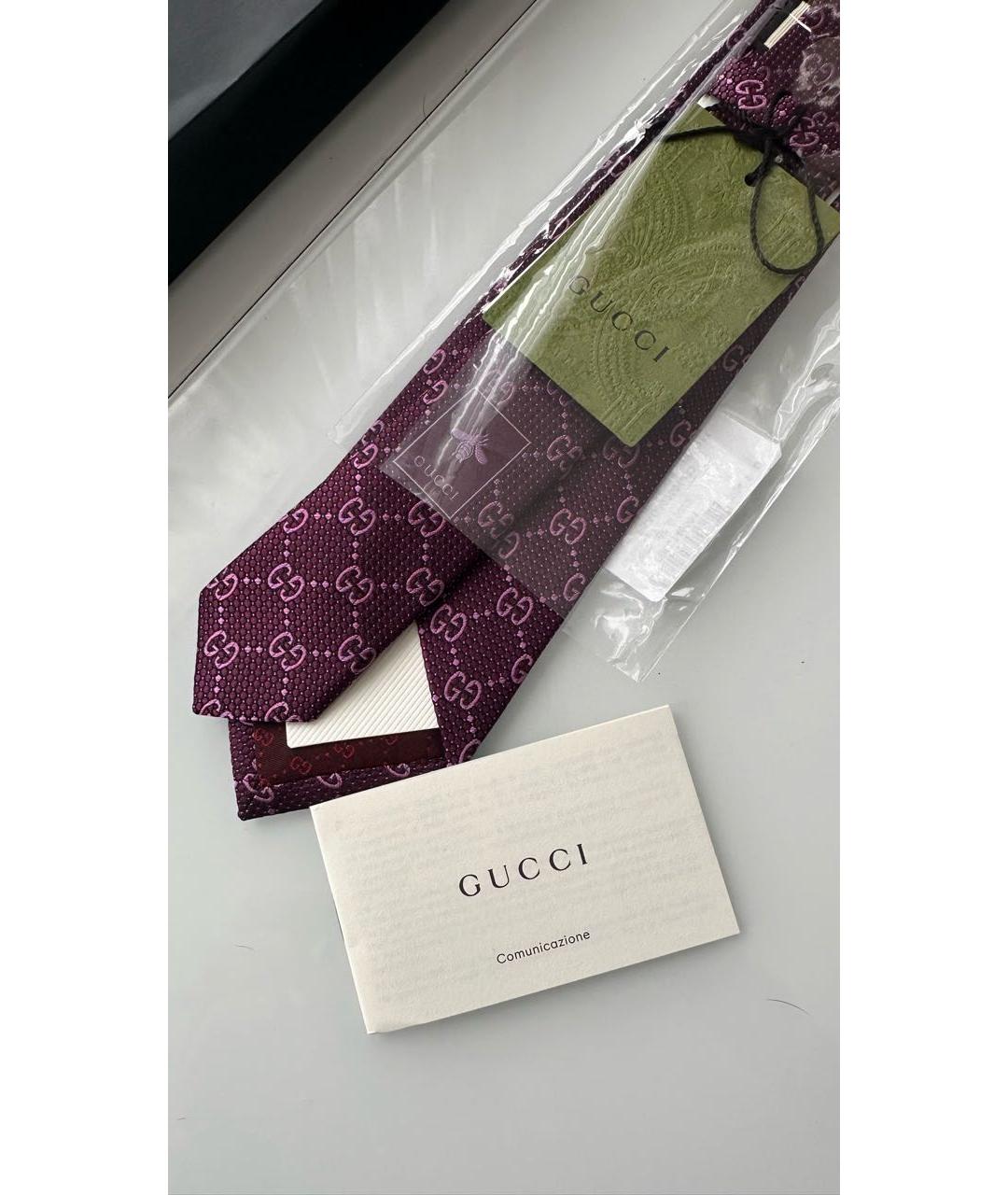 GUCCI Бордовый шелковый галстук, фото 3