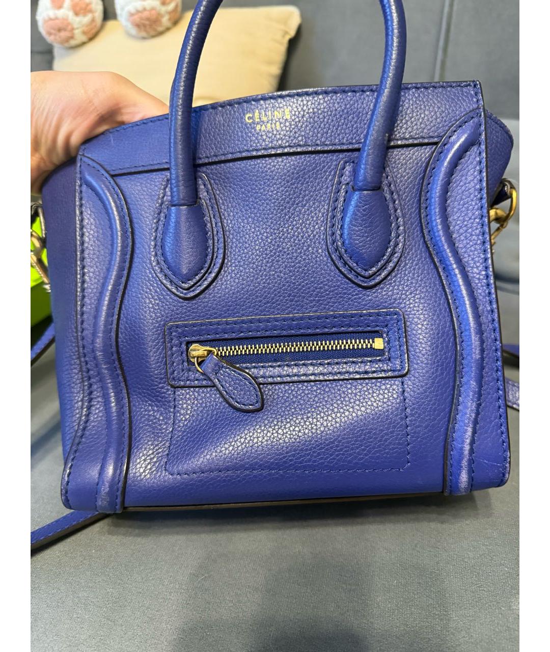 CELINE Синяя кожаная сумка тоут, фото 2