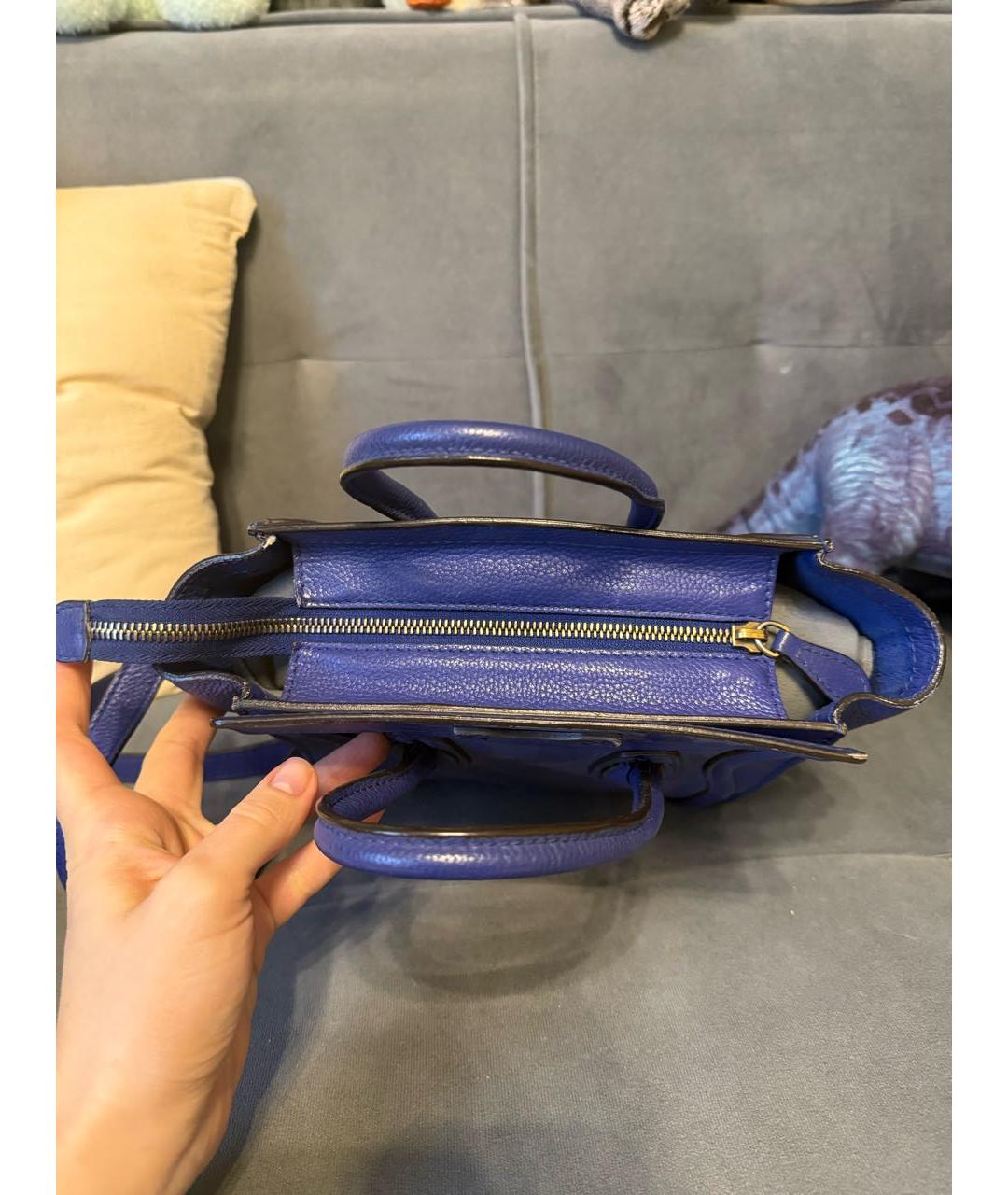 CELINE Синяя кожаная сумка тоут, фото 4