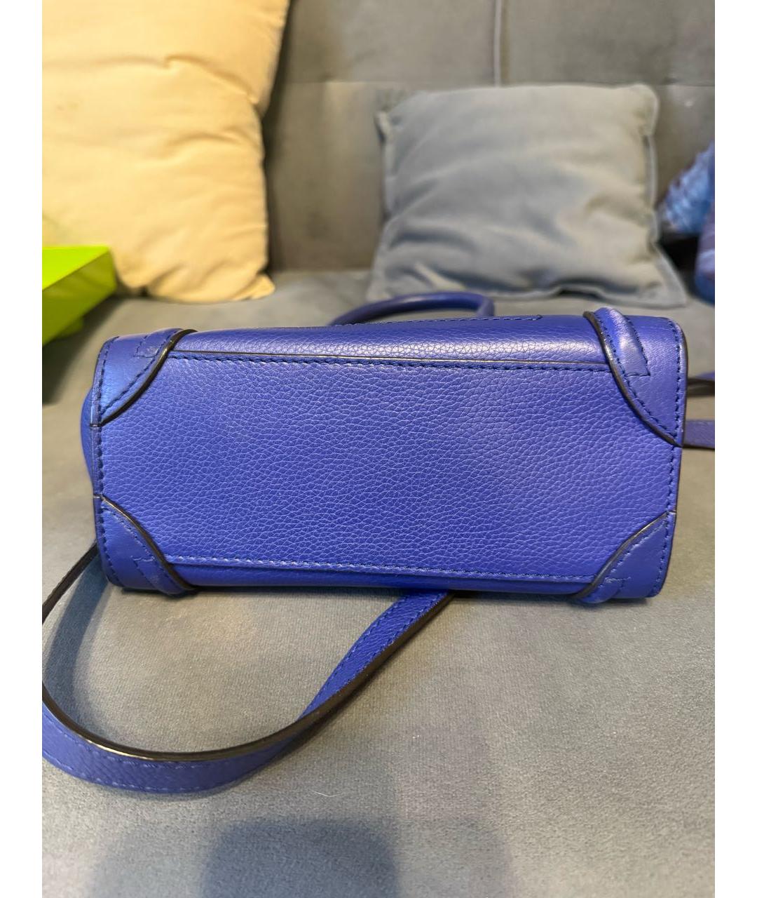 CELINE Синяя кожаная сумка тоут, фото 6