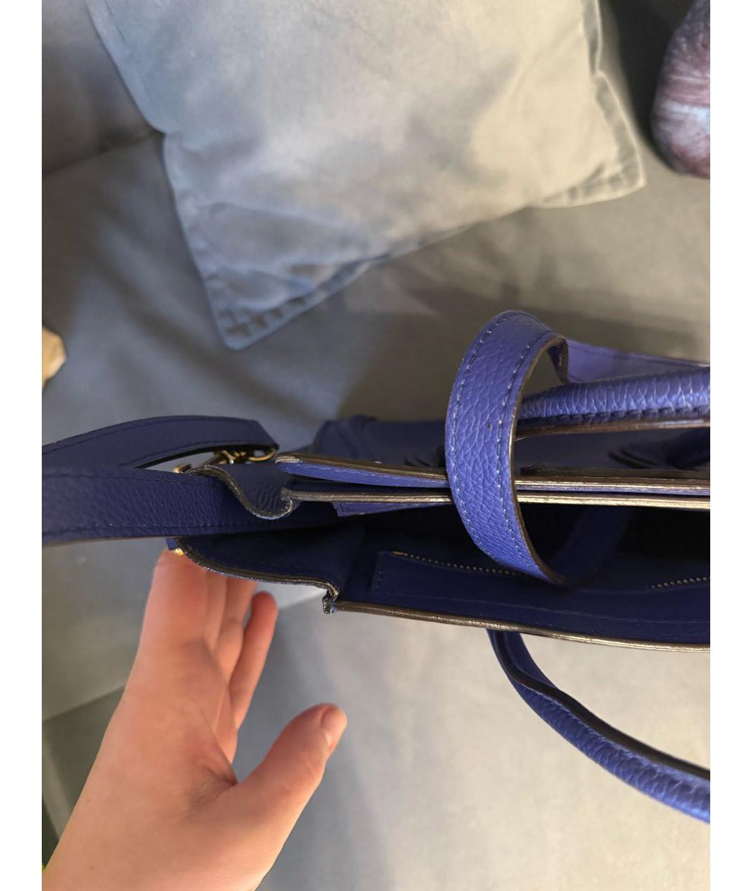 CELINE Синяя кожаная сумка тоут, фото 8
