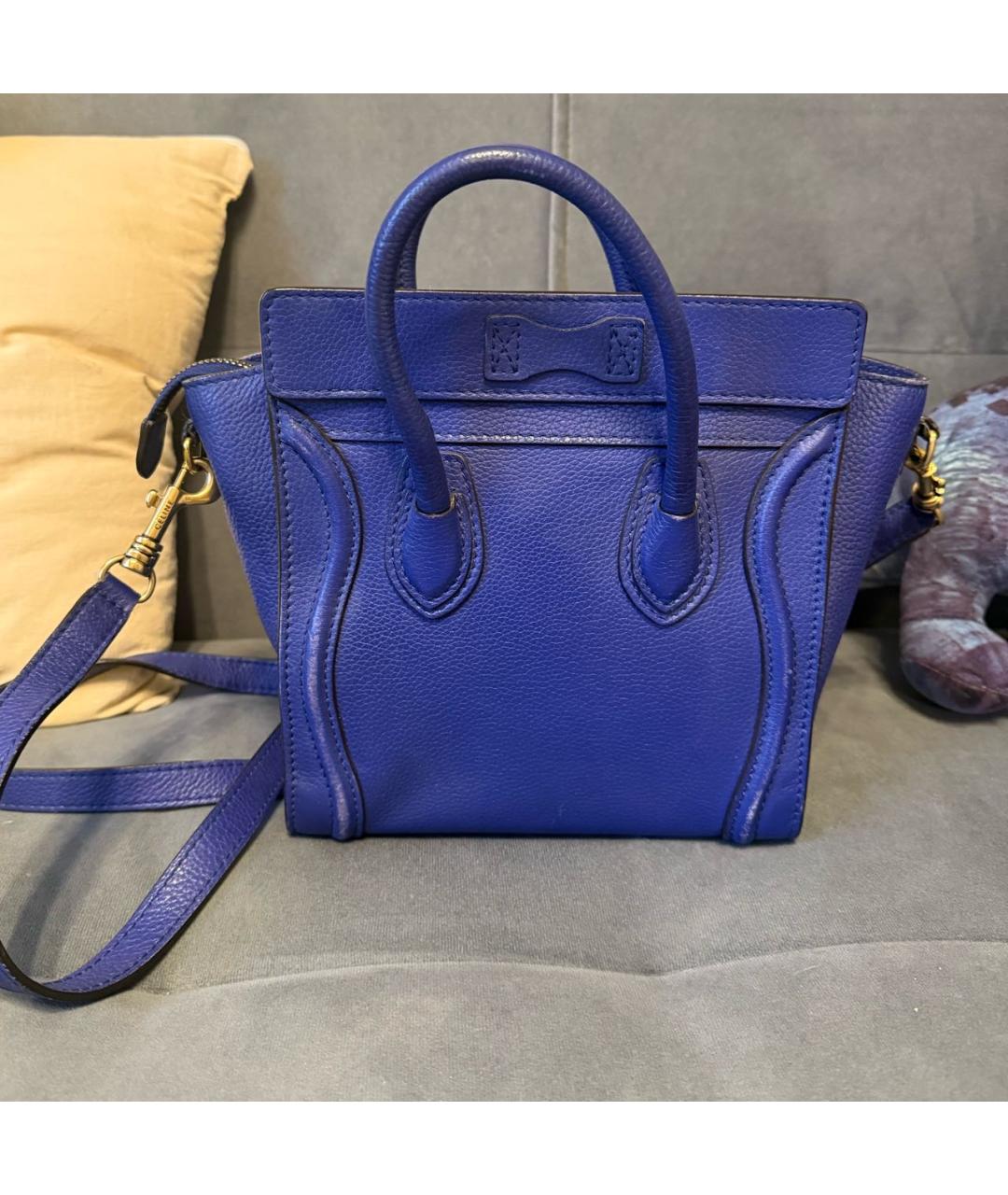 CELINE Синяя кожаная сумка тоут, фото 3