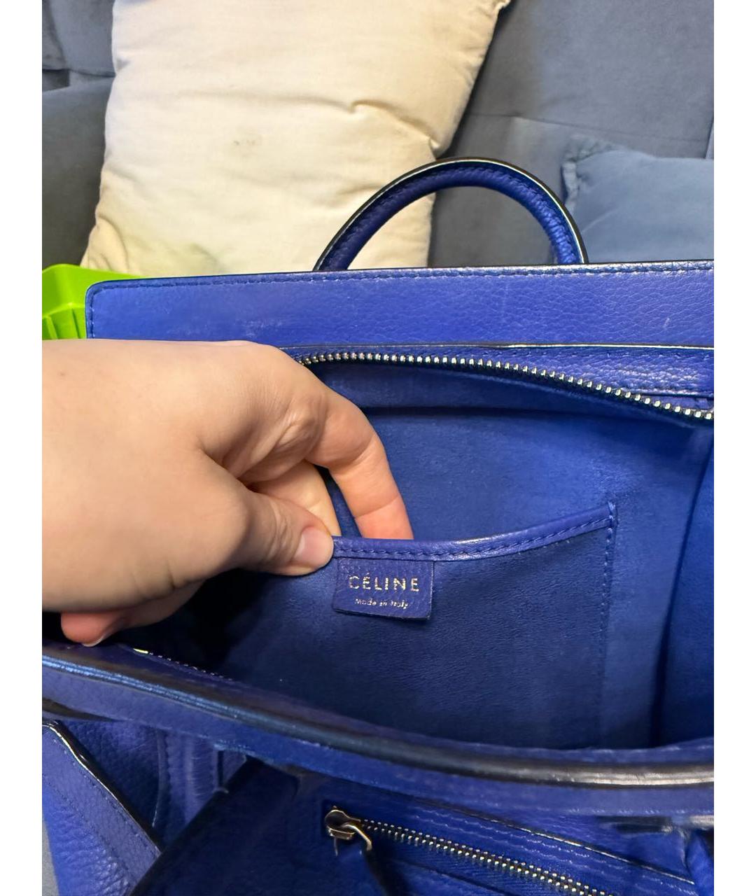 CELINE Синяя кожаная сумка тоут, фото 5