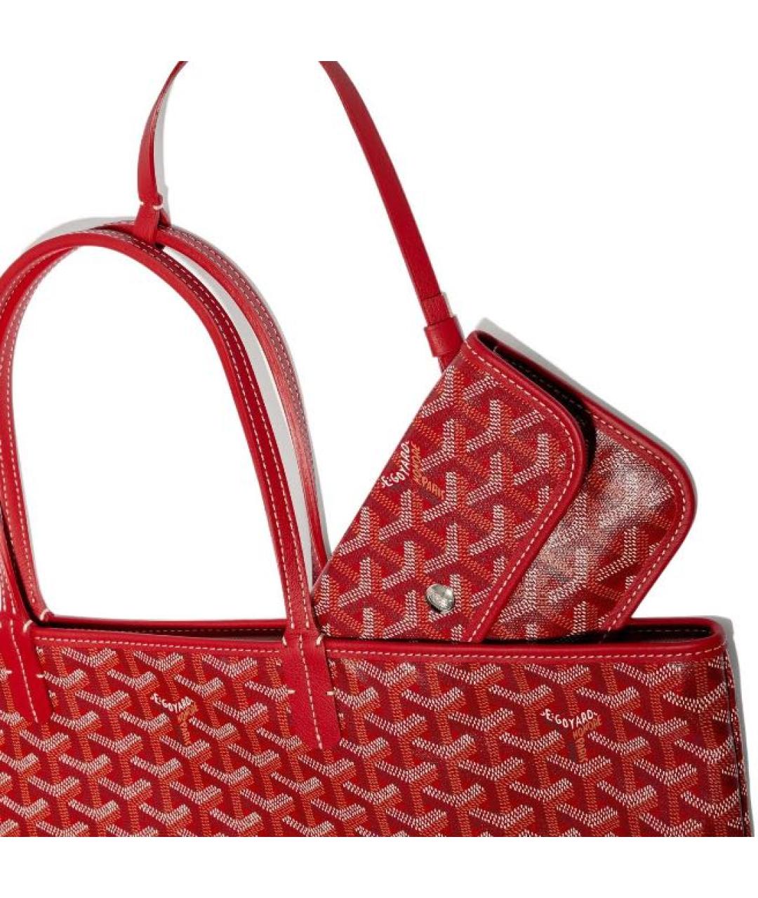 GOYARD Красная кожаная сумка тоут, фото 4