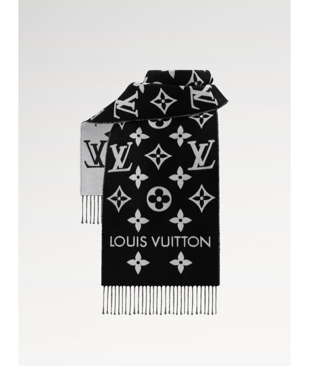 LOUIS VUITTON Черный шерстяной шарф, фото 7