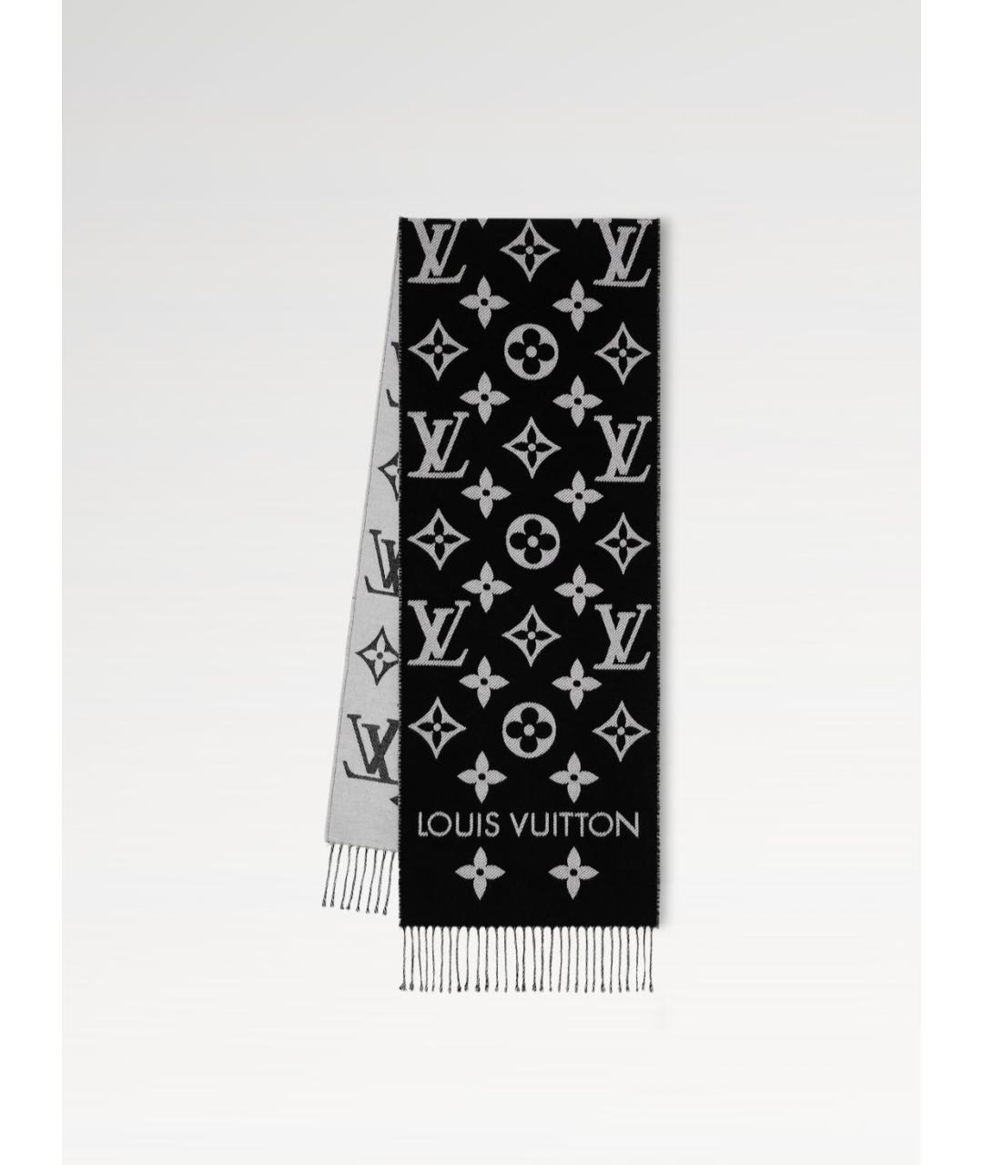 LOUIS VUITTON Черный шерстяной шарф, фото 8
