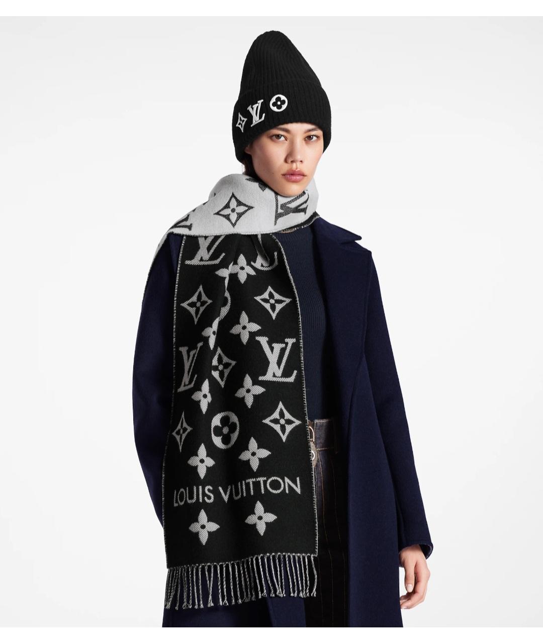 LOUIS VUITTON Черный шерстяной шарф, фото 6