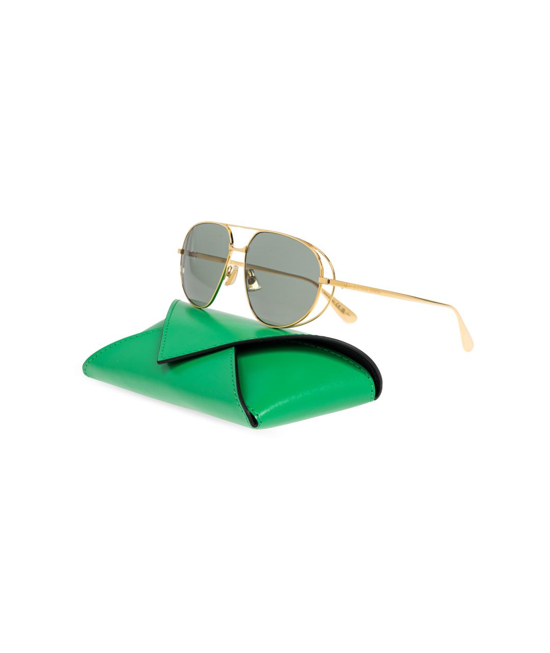 BOTTEGA VENETA Золотые металлические солнцезащитные очки, фото 3