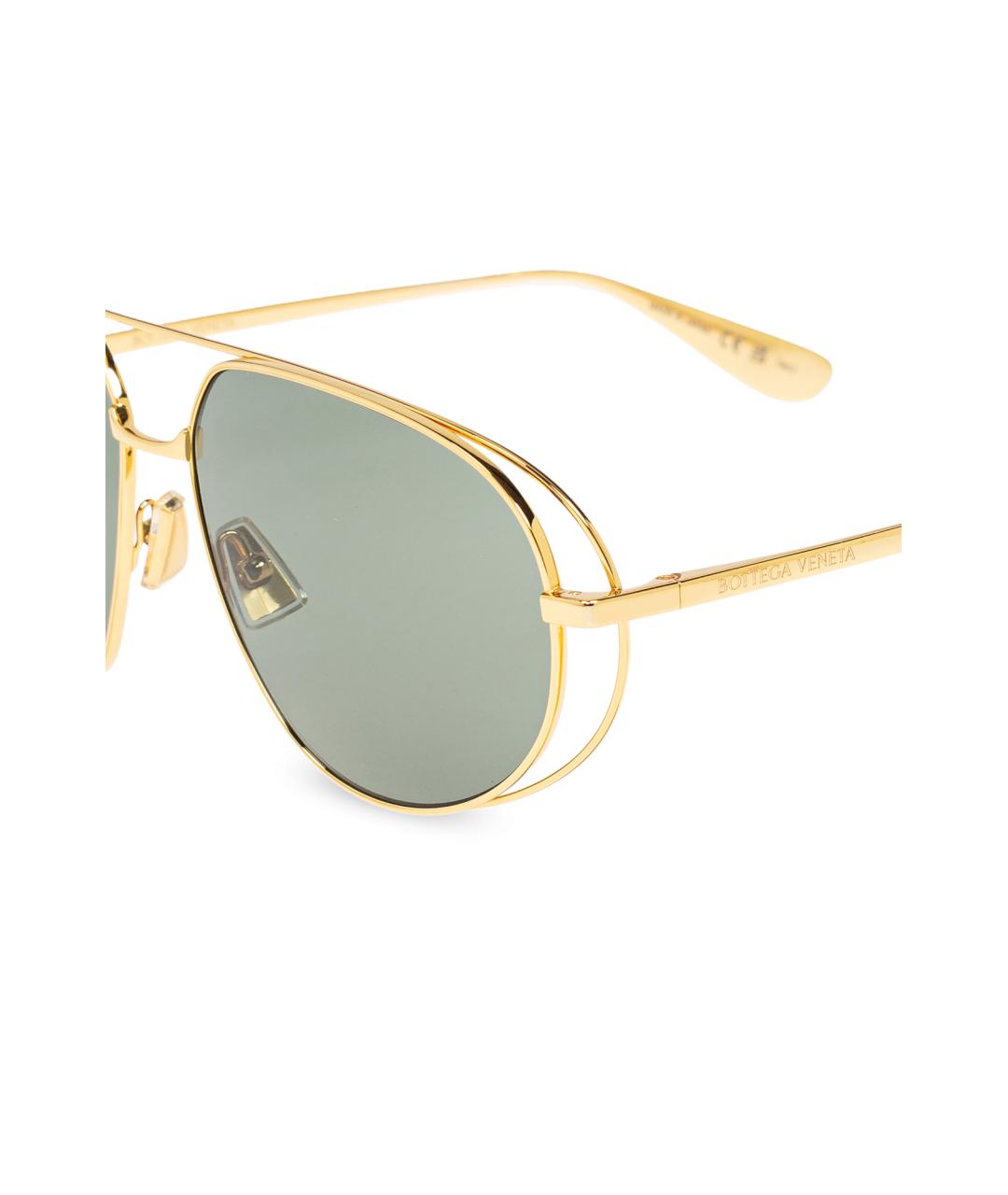 BOTTEGA VENETA Золотые металлические солнцезащитные очки, фото 4