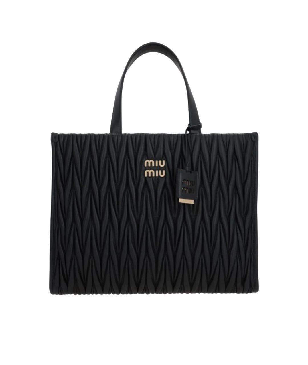 MIU MIU Черная кожаная сумка тоут, фото 1