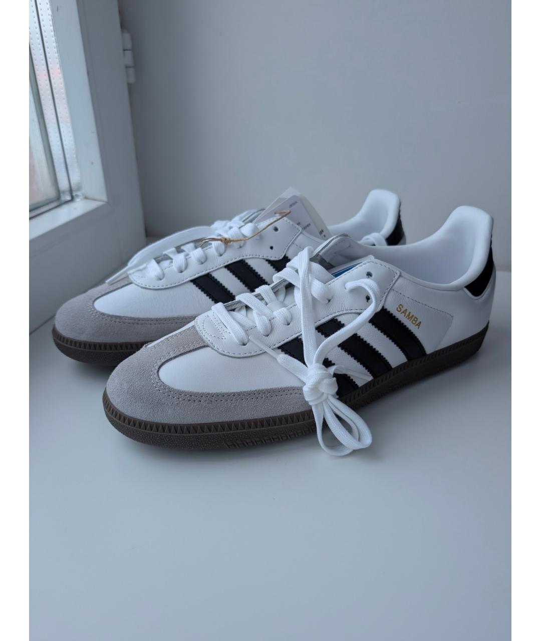 ADIDAS Белые кожаные низкие кроссовки / кеды, фото 2