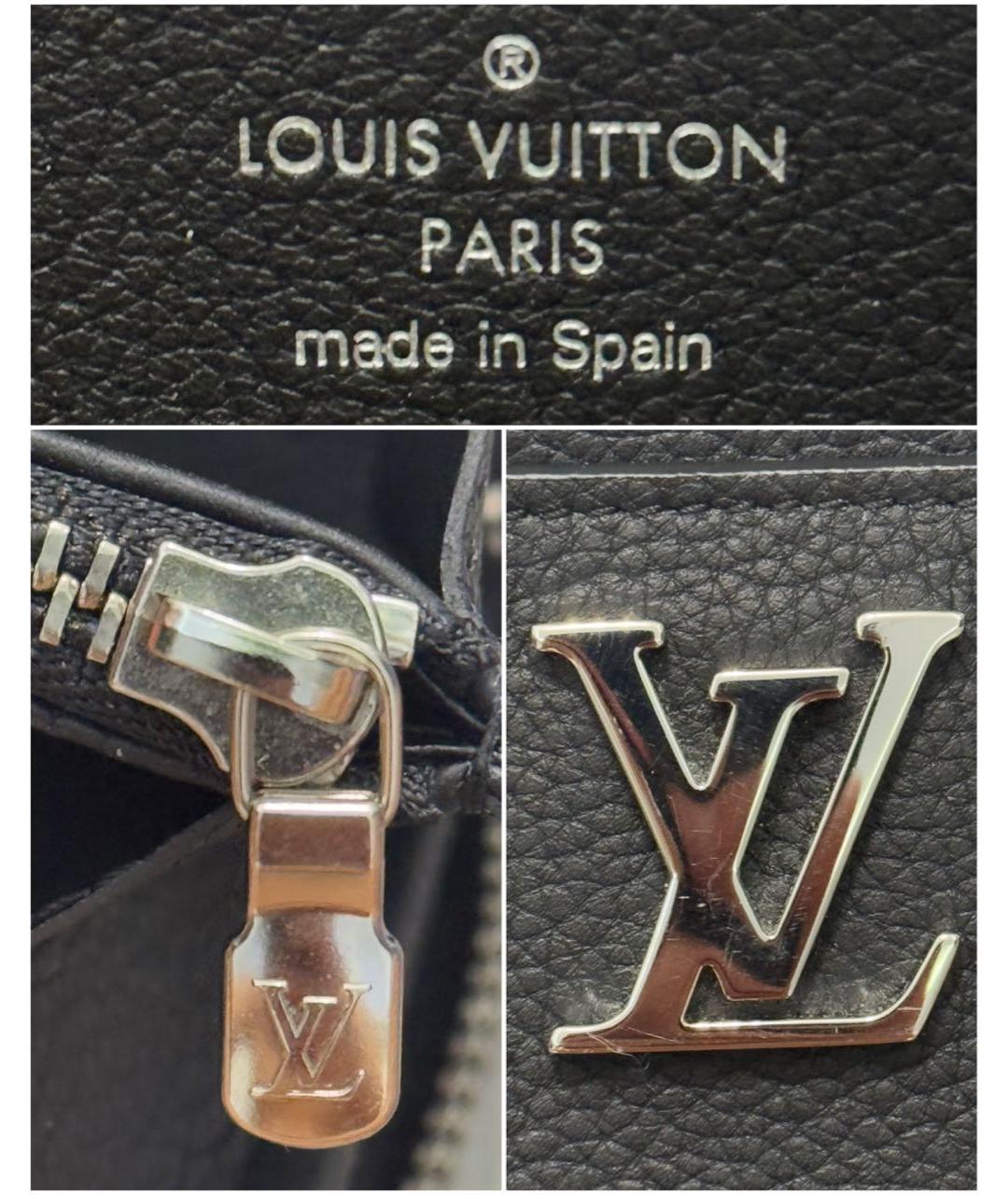 LOUIS VUITTON Черный кожаный кошелек, фото 5