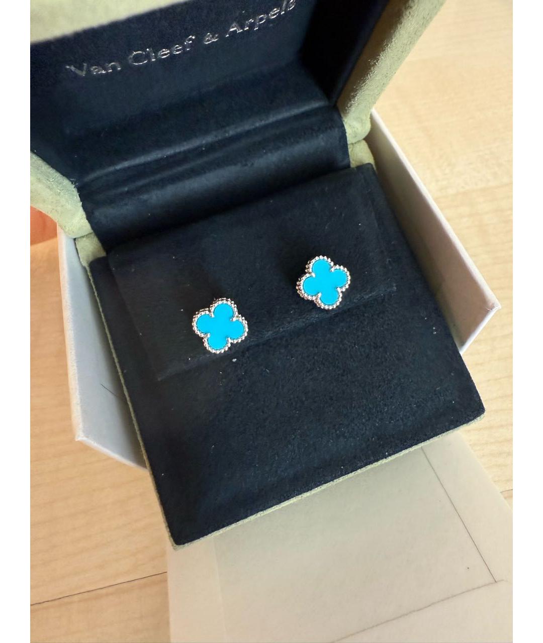 VAN CLEEF & ARPELS Бирюзовые серьги из белого золота, фото 3