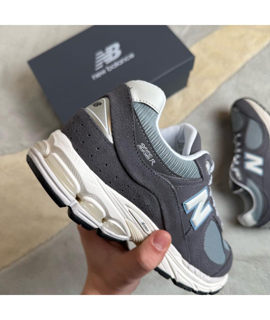 NEW BALANCE Антрацитовые замшевые низкие кроссовки / кеды, фото 4