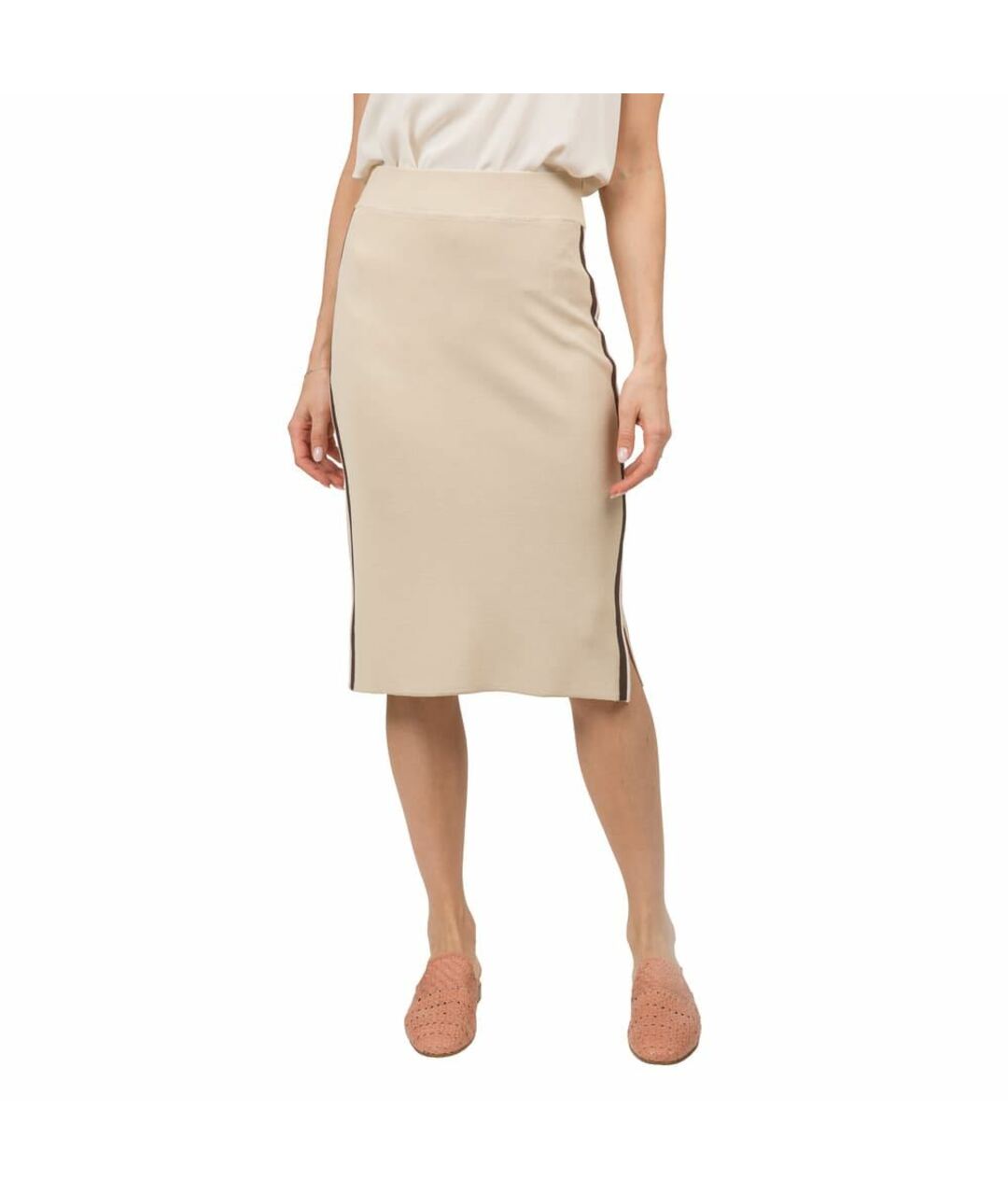 PANICALE Бежевая вискозная юбка миди, фото 2