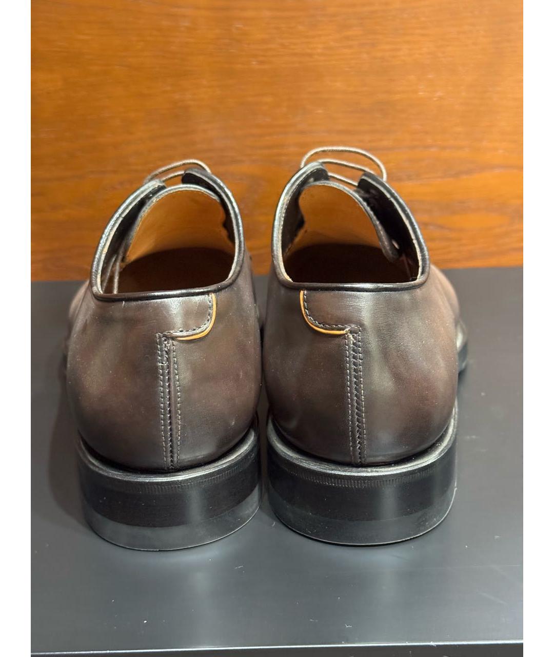 SANTONI Коричневые туфли из лакированной кожи, фото 4