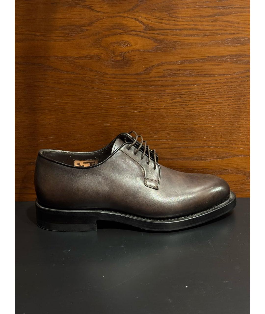 SANTONI Коричневые туфли из лакированной кожи, фото 5
