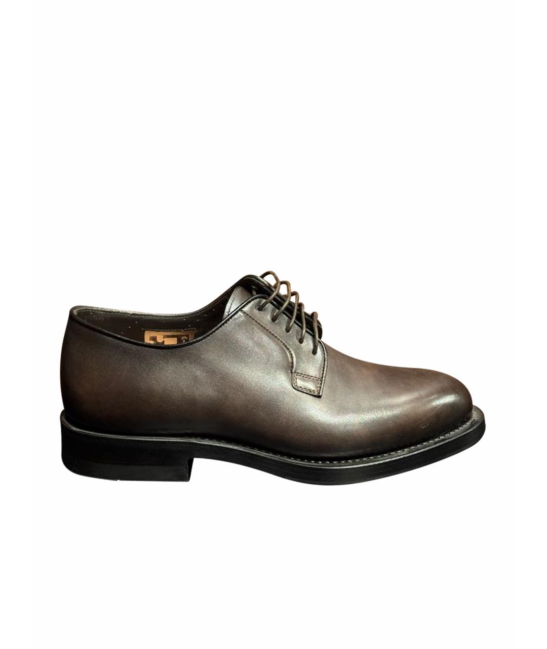 SANTONI Коричневые туфли из лакированной кожи, фото 1