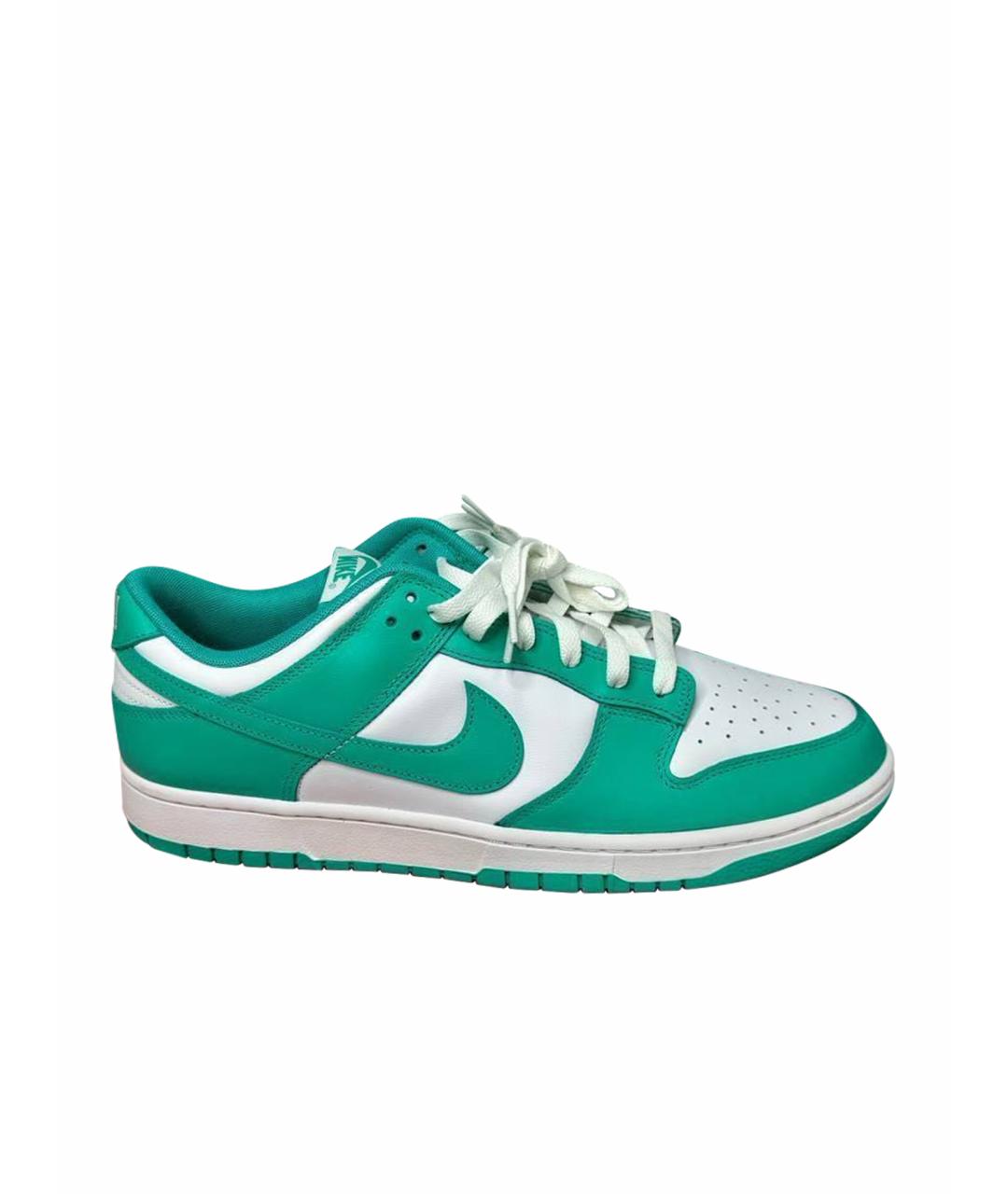 NIKE Бирюзовые кожаные низкие кроссовки / кеды, фото 1