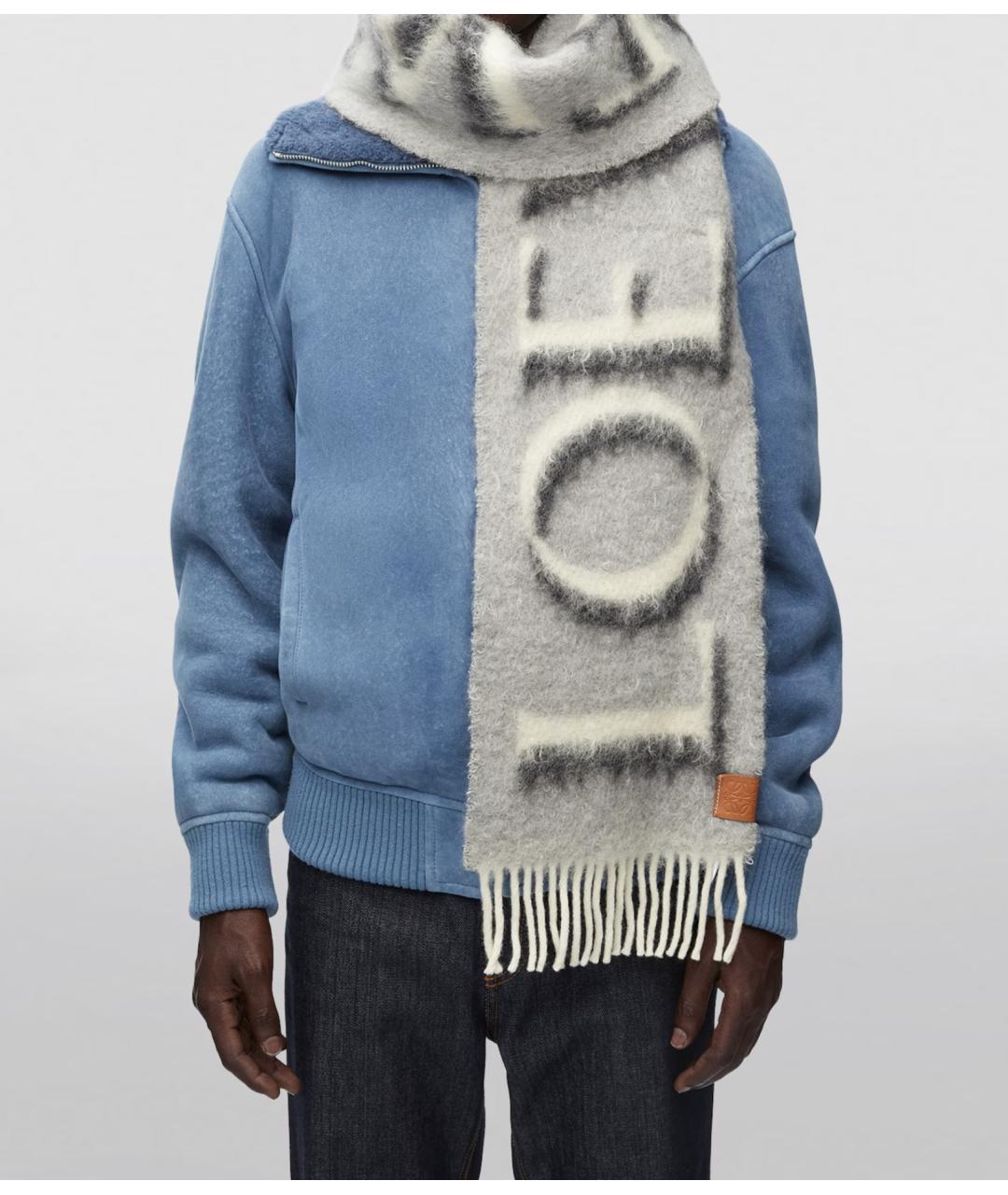 LOEWE Серый шарф, фото 3