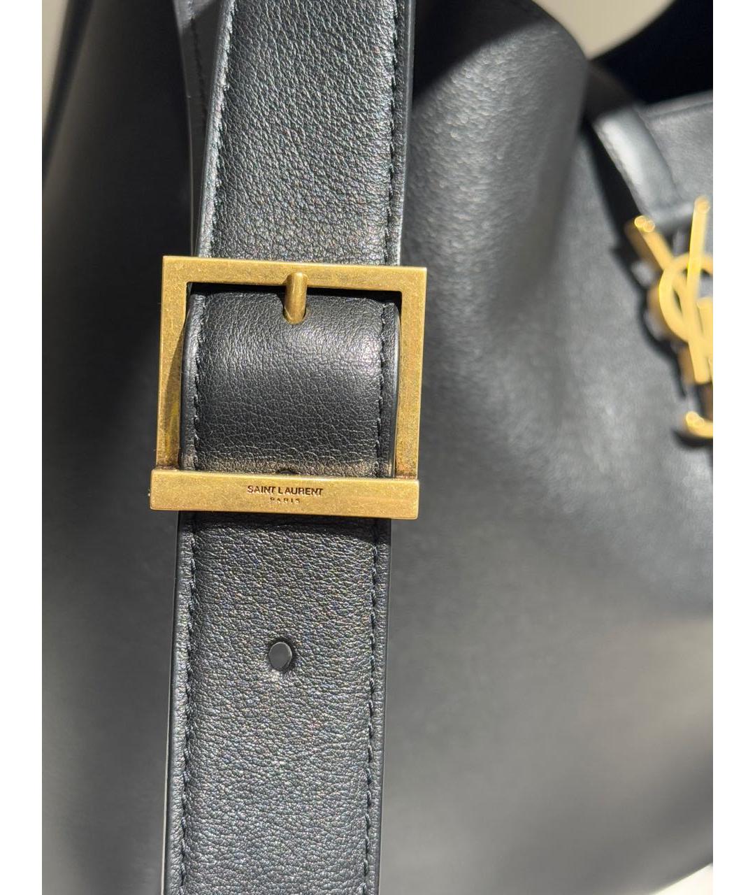 SAINT LAURENT Черная кожаная сумка тоут, фото 3