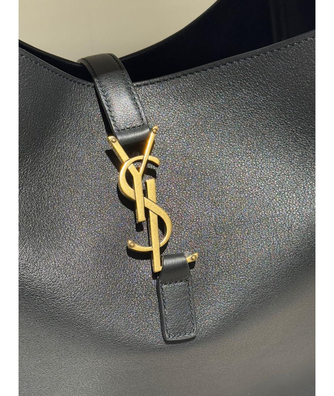 SAINT LAURENT Черная кожаная сумка тоут, фото 5