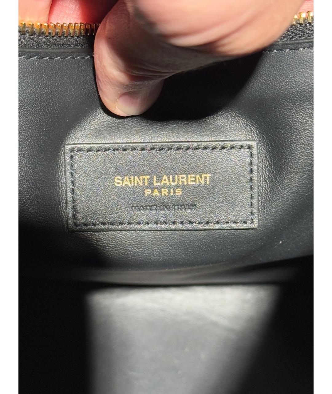 SAINT LAURENT Черная кожаная сумка тоут, фото 4