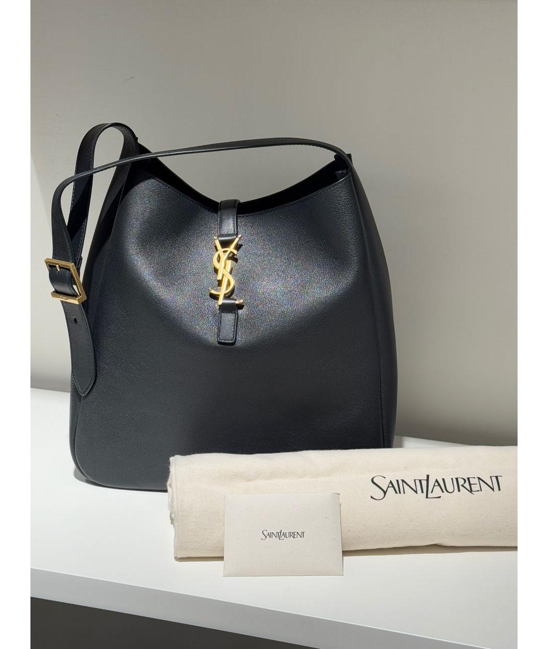 SAINT LAURENT Черная кожаная сумка тоут, фото 2