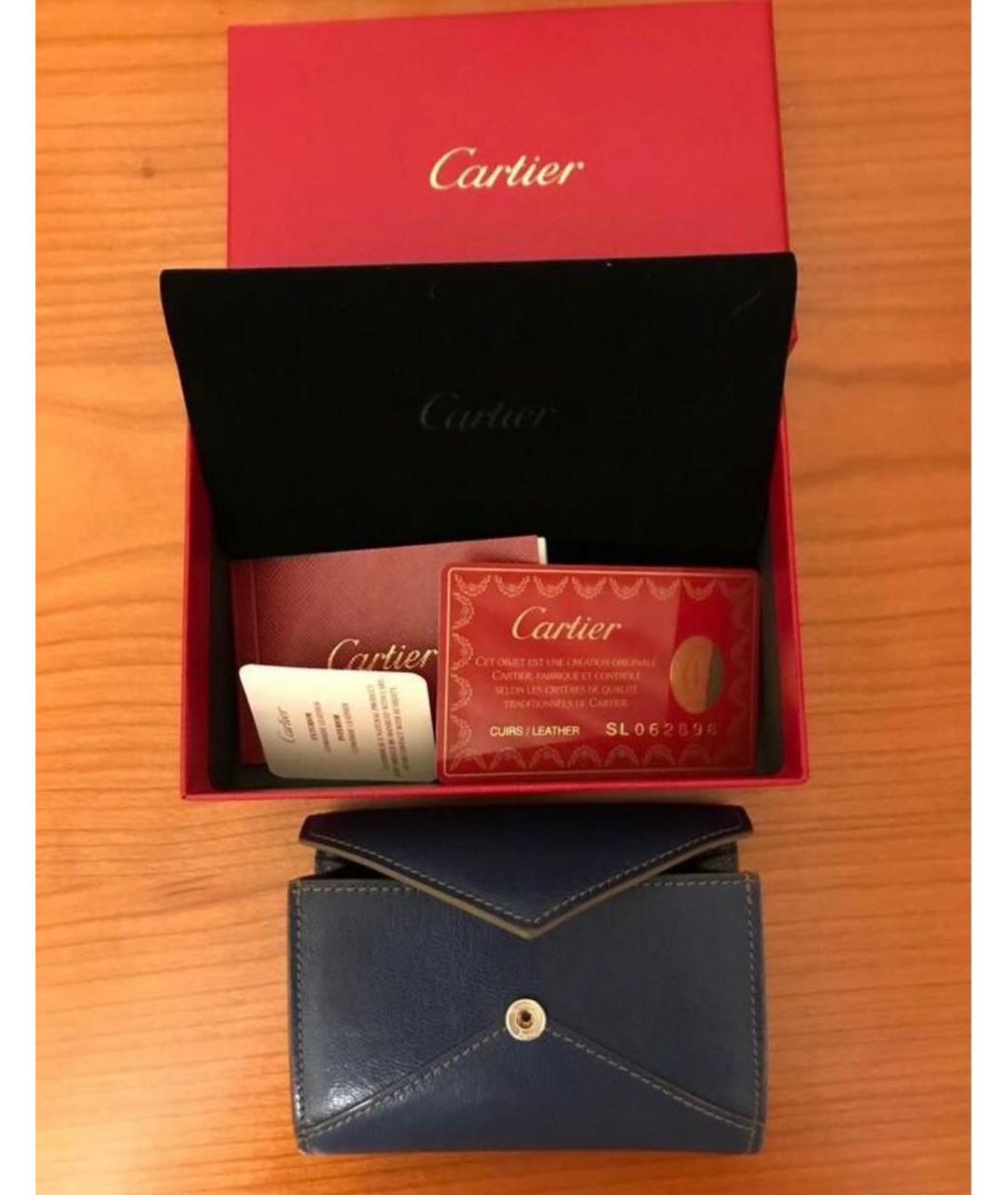 CARTIER Темно-синий кожаный кошелек, фото 4