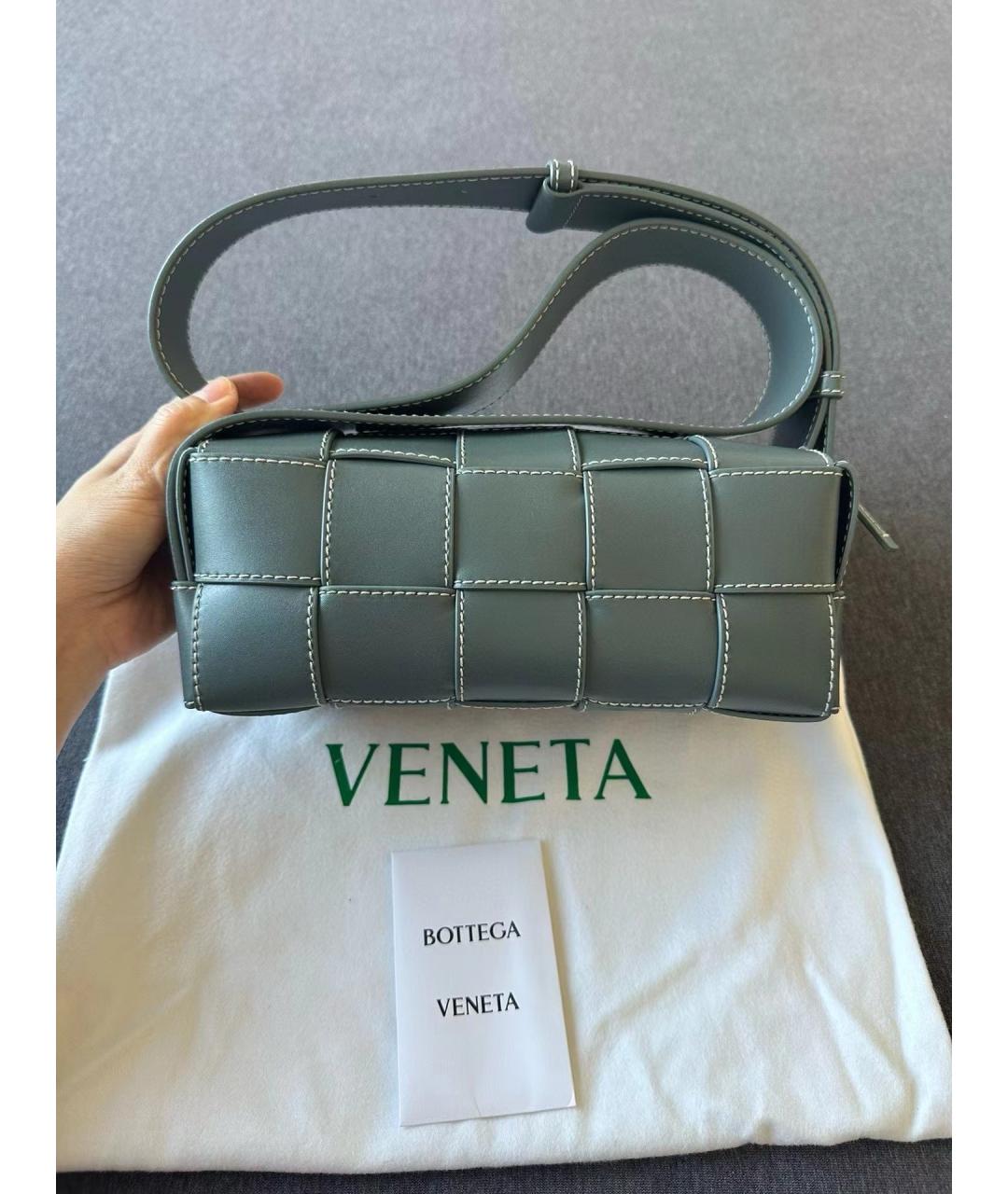 BOTTEGA VENETA Голубая кожаная сумка через плечо, фото 10